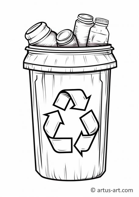 Página para colorear de un contenedor de reciclaje